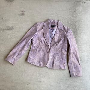 y2k 00's vintage lavender leather blazer jacket pastel snakeskin BERNARDO size M